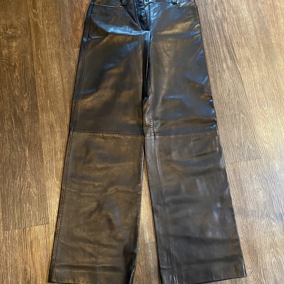 Jil Sander Italian Leather Wide Leg Pants - Picture 3 of 8